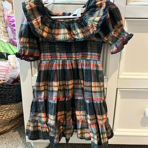 Ivy City Co Plaid 100% Cotton Ruffle Square Neck Gracie Dress Size 12-18 months